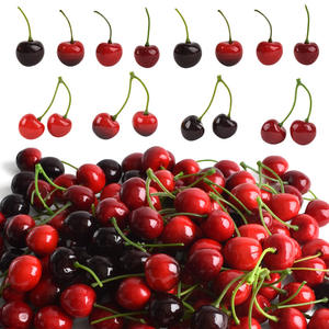 Fruits <span class=keywords><strong>d</strong></span>écoratifs en cerises artificielles de 2 cm, mini cerises en mousse, aspect réaliste, cerises rouges - Product Image 3