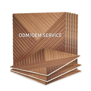 Panneau acoustique moderne 3D cannelé à grain <span class=keywords><strong>de</strong></span> bois en PET 9mm-Salles <span class=keywords><strong>de</strong></span> bains étanches à l'humidité avec impression réaliste en chêne/noyer - Product Image 3