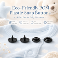 Kit de boutons-pression fantaisie, boutons-pression mats noirs, boutons-pression noirs, attaches POM pour robes de filles et vestes de bébés