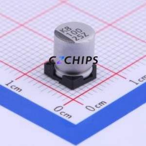 ตัวเก็บประจุแบบอิเล็กโทรไลต์อะลูมิเนียม SMD รุ่น VEZ101M1ETR-0607, ขนาด D6.3xL7.7 มม. 100uF 20% 25V 6.3 มม. - Product Image 1