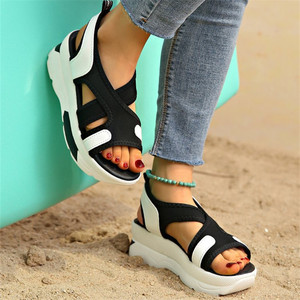 Sandali 2025 estivi <span class=keywords><strong>con</strong></span> zeppa a punta aperta da <span class=keywords><strong>donna</strong></span> <span class=keywords><strong>scarpe</strong></span> sportive Casual in <span class=keywords><strong>Velcro</strong></span> <span class=keywords><strong>con</strong></span> suola spessa Slip-On per il sud-est - Product Image 3