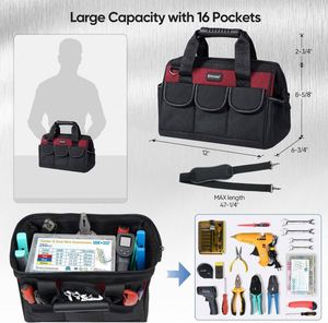 Échantillon gratuit : Sac de rangement pour outils d'électricien robuste à ouverture supérieure, 21 poches - Product Image 2
