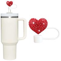 Cadeaux promotionnels Saint-Valentin : Capuchon créatif anti-poussière pour paille, en caoutchouc PVC souple 10MM, imprimé UV, avec motif cœur diamant mignon, en stock