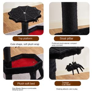 Rak kucing gaya Gotik dengan laba-laba <span class=keywords><strong>Web</strong></span> papan garuk bahan bulu kucing peliharaan pohon memanjat artefak Halloween mainan kucing - Product Image 6
