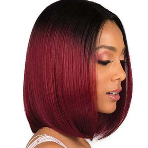 Perruque Bob <span class=keywords><strong>de</strong></span> style européen et américain, raie au milieu, fabriquée à la machine, en fibre haute température, <span class=keywords><strong>cheveux</strong></span> <span class=keywords><strong>courts</strong></span> et raides <span class=keywords><strong>pour</strong></span> <span class=keywords><strong>femme</strong></span>, modèle Zhejiang 56445 - Product Image 3