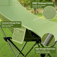 Chaise pliante Moon Chair en tissu Oxford 600D vert olive avec cadre en acier, logo OEM personnalisé