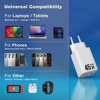 Cargador Gan de 45w para Teléfono Inteligente, Tipo C, Universal, Portátil, Carga Súper Rápida, Cargador de Pared PD de 45w, Compatible con Samsung y iPhone