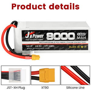 JHLIPO 8000mAh 14.8V 4S 25C RC Lipo Battery Pack for RC Helicopter <b>Airplane</b> Car Boat Multiple Devices - Product Image 5