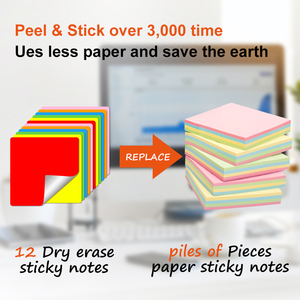 Notes autocollantes effaçables à sec colorées et réutilisables: papeterie écologique essentielle et polyvalente - Product Image 3