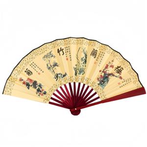 กระดาษไม้ไผ่พับได้พิมพ์ลายตามสั่งผ้ามือพัดผ้าไหมระเหิดเป็นของขวัญพื้นบ้าน - Product Image 1