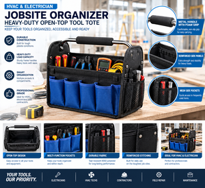 Organizador de Herramientas para Electricistas y Trabajos de HVAC, Asa Metálica con Agarre de Espuma, Bolsa de Herramientas Resistente con Parte Superior Abierta - Product Image 1