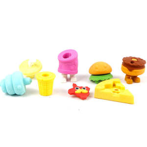 Soododo khuyến mãi bán buôn văn phòng ưa thích Dễ Thương 3D thực phẩm câu đố hình bút chì toppers tẩy đầy màu sắc - Product Image 2