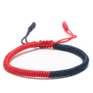Nieuwe Ontwerp Multi Color Handgemaakte Geweven Rode Touw Armband Verstelbare 4 Strengen Draaien Gevlochten Draw String Armband