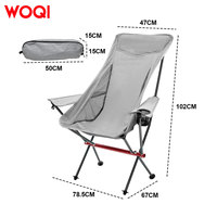 Chaise de camping portable WOQI, chaise pliante légère en aluminium, dossier haut avec accoudoirs, pour pique-nique, plage, voyage, jardin