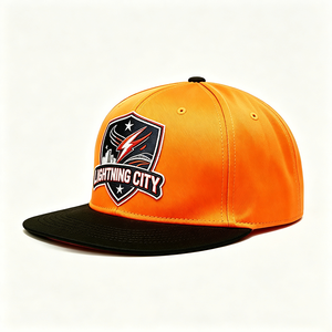 Casquette Snapback en toile brodée personnalisée, visière plate orange, unisexe, streetwear sportif, OEM ODM, vente en gros - Product Image 2