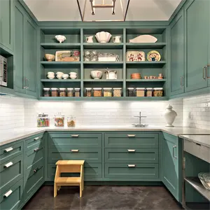 2024 nuovo stile americano di lusso di Design solido in legno armadi da cucina con dispensa cucina armadi