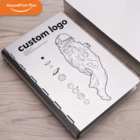 Carnet à couverture rigide en métal de qualité supérieure, en alliage d'aluminium, à feuilles mobiles, coffret cadeau, logo personnalisé, journal d'extérieur