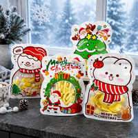 Sachets Doypack de Noël à fenêtre, forme spéciale et mignonne, pour emballage alimentaire, snacks, sacs en plastique à fermeture éclair ZipLock