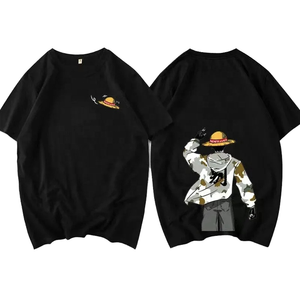 เสื้อยืดแขนสั้นลำลองผู้ชายลายการ์ตูนญี่ปุ่น มังกี้ ดี ลูฟี่ สไตล์สตรีทแฟชั่นทรงโอเวอร์ไซส์ เสื้อผ้าผู้ชายสำหรับฤดูร้อน - Product Image 1