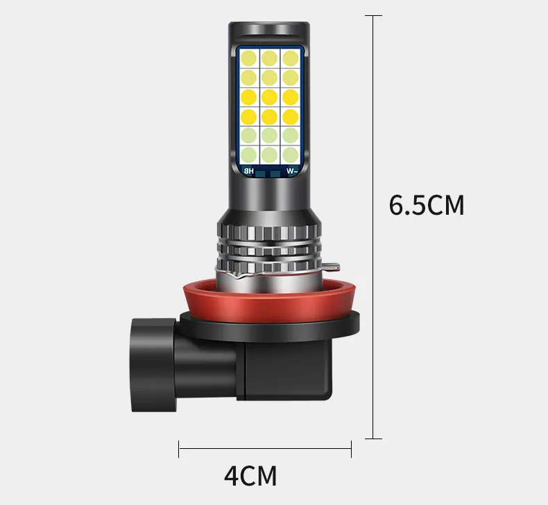 車のLEDフォグランプデュアル3色フォグライトヘッドライトヘッドランプH3H7 H11 9005 881 H4 H8 H16 9006 HB3 HB4 880 881 H27 H1