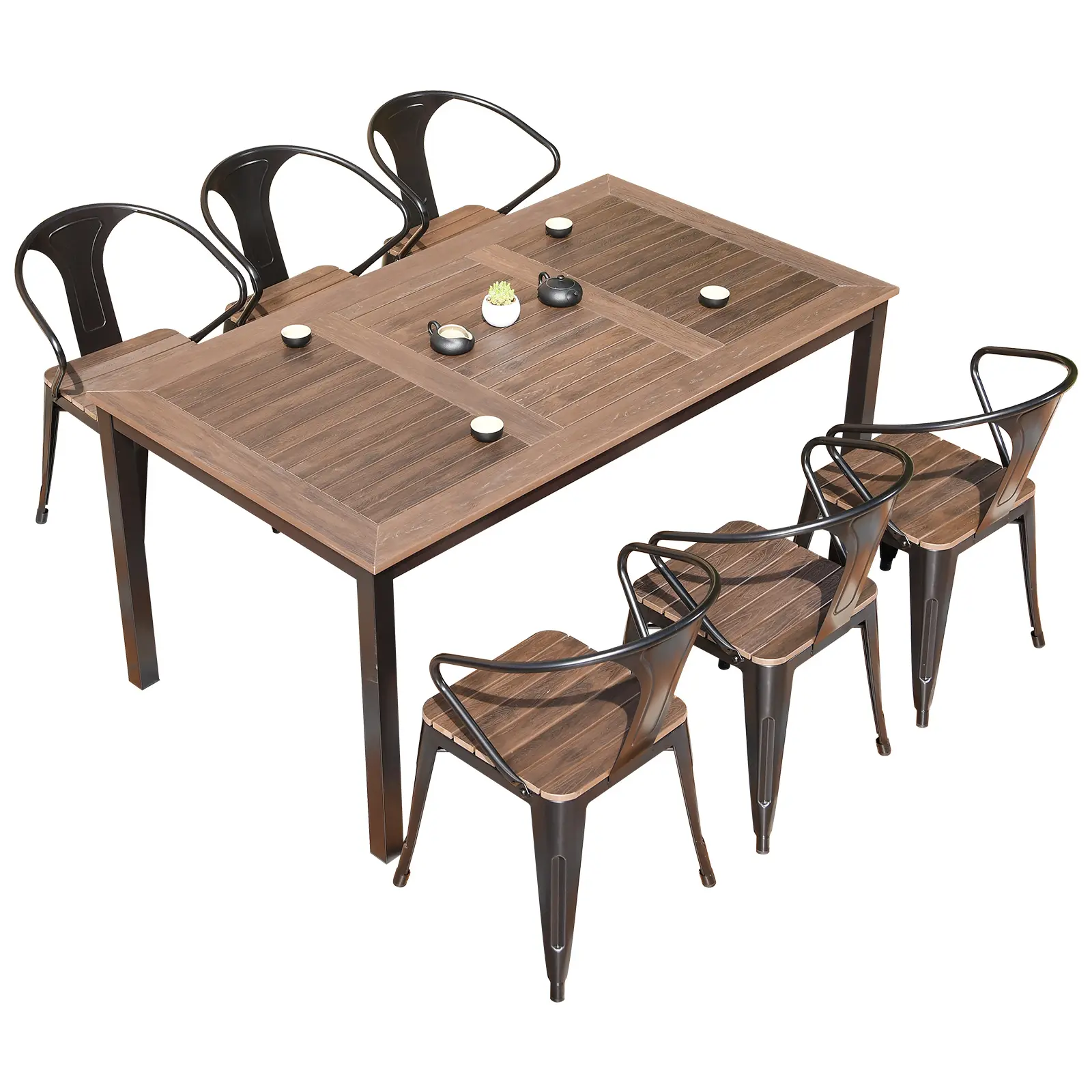 طقم أثاث طاولة طعام للمطاعم بتصميم جديد مكون من طاولات وكرسي خشبي وكرسي بلاستيكي للقهوة