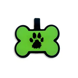 Bone Shape Green Dog Tag Popular Silicone Free Sample Tag High Quality QR Code Print Pet ID