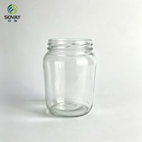 Pot en verre alimentaire à large ouverture de 500 ml, récipient vide haute transparence pour produits fermentés et emballage de confiture en détail