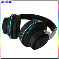 Casque Bluetooth sans fil avec basses profondes, éclairage ambiant cool et microphone intégré