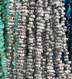 Atacado pedra natural prata colorida estabilizada forma irregular contas de hematita prata chip para fazer jóias - Product Image 3