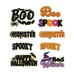 New <b>Iron</b> on Big Chenille Embroidered Glitter Halloween Momster Boo Spooky Patch for Hat Hoodies Decoration - Product Image 2