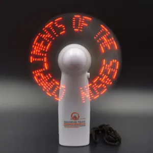 Novo Produto Mini Portátil Handy Led Mensagem Personalizada Bateria Ventilador, Programável Led Display Handheld Ventilador Elétrico