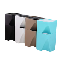 Poubelle de bureau compacte de style japonais en PP avec couvercle, empilable, à poussoir, seau de rangement multifonctionnel pour usage domestique