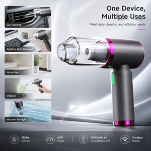 15KPa Brushless Cordless Handheld <b>Car</b> Vacuum Cleaner 65W Portable 3 in 1 Dust <b>Blower</b> Air Inflator 2000mAh x2 CE RoHS FCC OEM ODM - Product Image 5