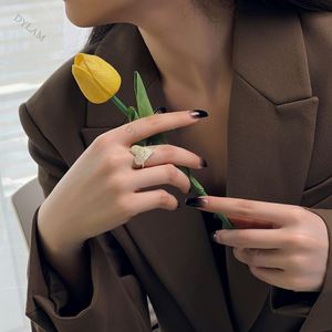 Dylam Unique Gift Show Love Cubic Zirconia <b>Adjustable</b> Open <b>Ring</b> 18k Gold Plated Resizable 925 Peach Heart <b>Silver</b> <b>Rings</b> Girl - Product Image 3