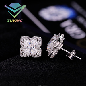 ต่างหูแฟชั่นสีเงิน925ทำมือตัดดอกไม้ทำด้วยมือสุดปราดเปรื่อง VVS - Product Image 5