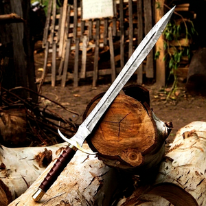 Épée longue décorative artisanale sur mesure, lame en acier Damas, longueur totale 38 pouces, manche en bois de rose et d'olivier, style romain - Product Image 4