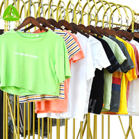 Ekspor ke Afrika Kaos Wanita Bekas Campuran Model 45Kg dalam Bale Guangdong Gracer AB13 Pakaian Bekas Kontainer