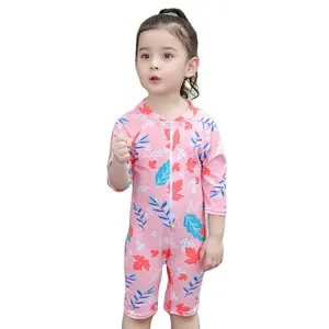 wholesale UPF50+ Print Children Swimwear Long Sleeve Swimsuit One Piece Toddler Infant Bathing Suit for Kids girls swimwear