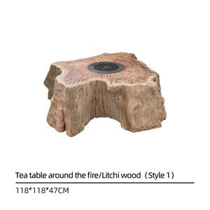 Tavolino da Caffè Wabi-Sabi in Legno Naturale a Forma di Ceppo d'Albero, Tavolo da Tè Mobile con Braciere per Arredamento Moderno da Giardino - Product Image 6