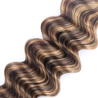 Extensiones de Cabello Humano Ondulado Profundo P4/27 con Reflejos Marrón Miel, Paquetes de 3 Unidades de Cabello Virgen Rizado para Colas de Caballo