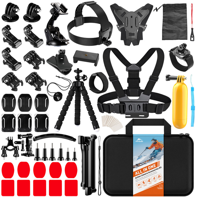 Sport Camera Accessories Kits Suitable for GoPro Accessories 65 In-1 Set Insta DJI Cycling Stand Chest Head with Phone Clip Set
