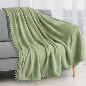 Ánh Sáng Mỏng Chăn Với Nhỏ Pompoms Flannel Lông Cừu Vải Thoải Mái Ném Chăn Cho Tất Cả Các Mùa Sofa Hoặc Giường - Product Image 6