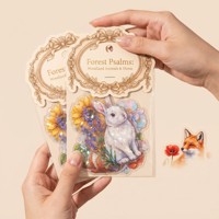Autocollants irisés personnalisés pour scrapbooking, motif Psaumes de la Forêt, en PET transparent, effet lustré, pack d'autocollants