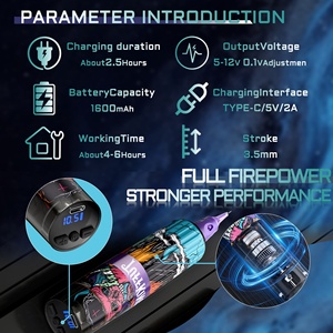 Kit de machine à tatouer sans fil style punk pour débutants, avec batterie, stylo, sac, colle, aiguille intégrée, équipement de <span class=keywords><strong>tatouage</strong></span> 850g - Product Image 3