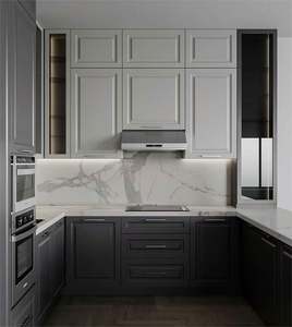 Meubles de cuisine en MDF laqué blanc prêts à assembler, style shaker, ensemble complet avec îlot - Product Image 2