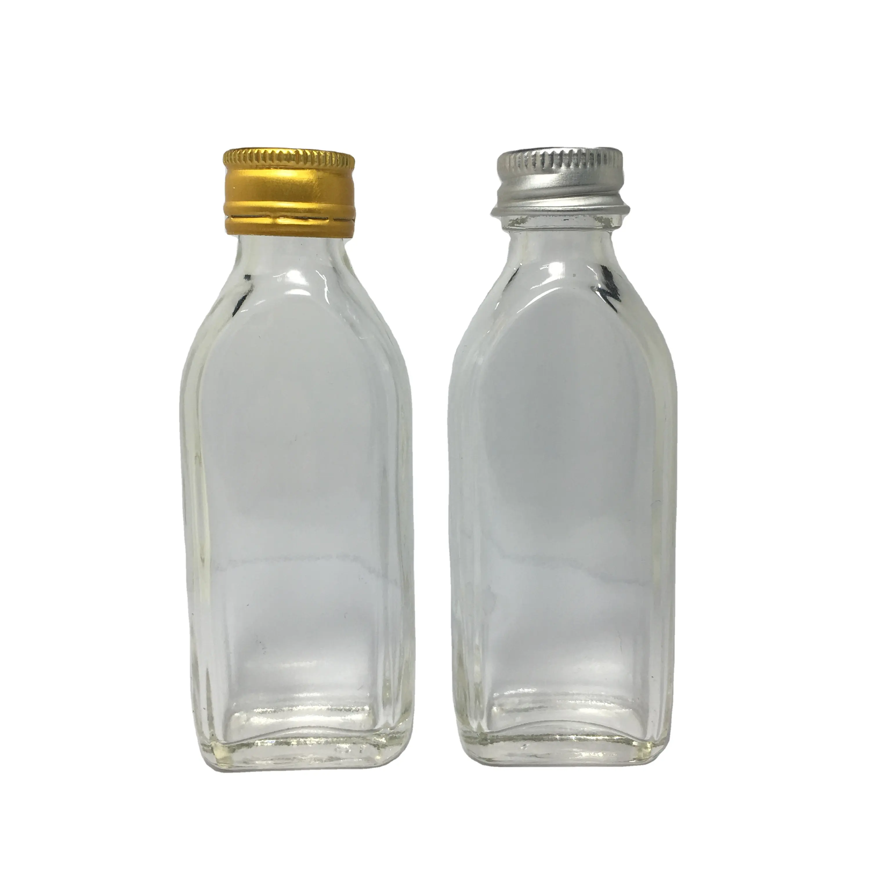 25ml Mini clear glass flask bottle with aluminum cap, Juice Wine Drinking Milk Flat Water Beverage Glass Bottle