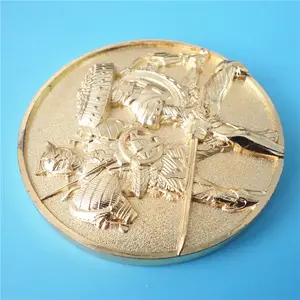 Moneda de desafío de metal chapado en oro 3D grabada de doble cara de fábrica Kunshan