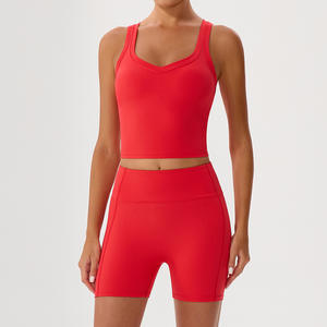 Nuovi pantaloncini sportivi a vita alta Crop top 2 pezzi set Yoga tute Fitness traspiranti <span class=keywords><strong>Zero</strong></span> Feel palestra <span class=keywords><strong>abbigliamento</strong></span> solido - Product Image 2