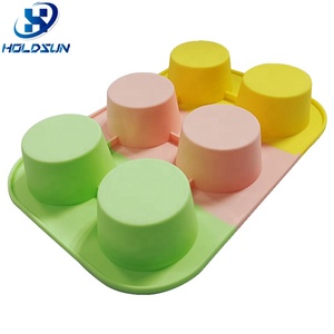 Moule à muffins en silicone arc-en-ciel à 6 cavités antiadhésif résistant à la chaleur <span class=keywords><strong>cuisine</strong></span> cuisson outils à gâteaux ronds - Product Image 5