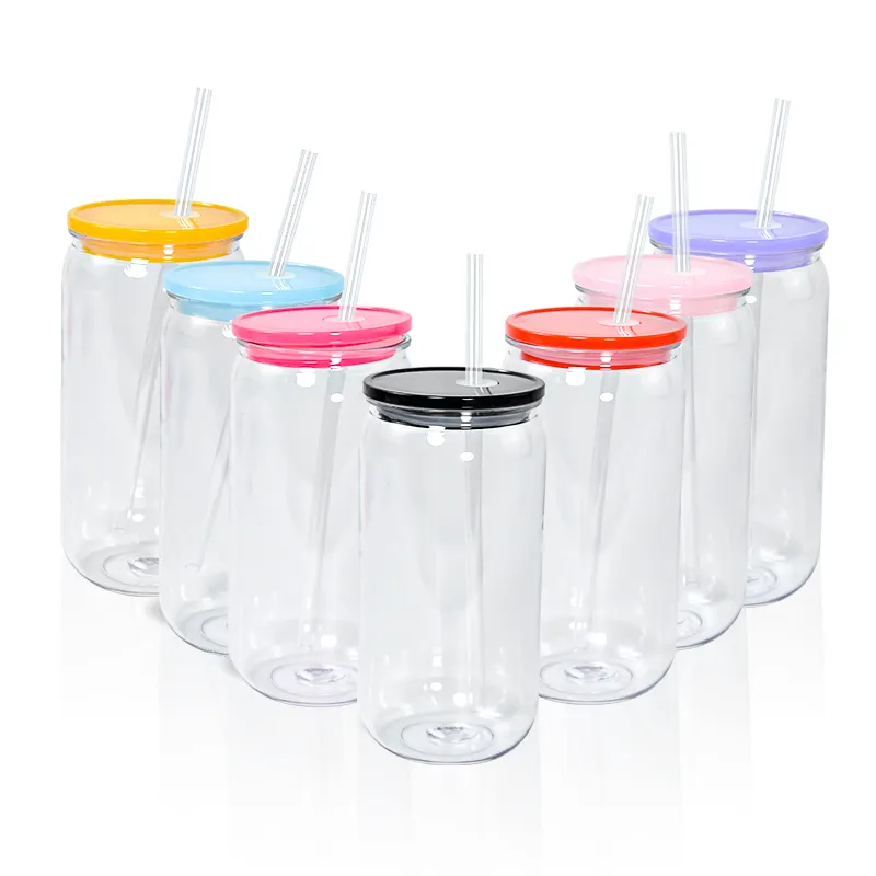 Factory wholesale 16oz mason plastic tumbler Reusable Plastic Tumbler Plastic Mug Cup With colorful Lid and Straw